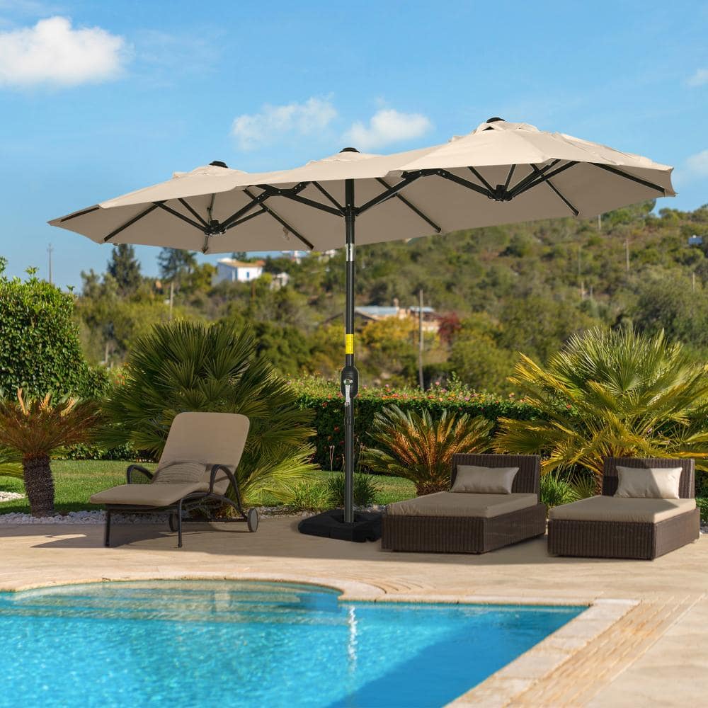 9 x 5 ft. Steel Double-Sided Market Patio Umbrella with Crank Lift and 45-Degree Tilt in Brown (Without base) price history on PriceWatchPro