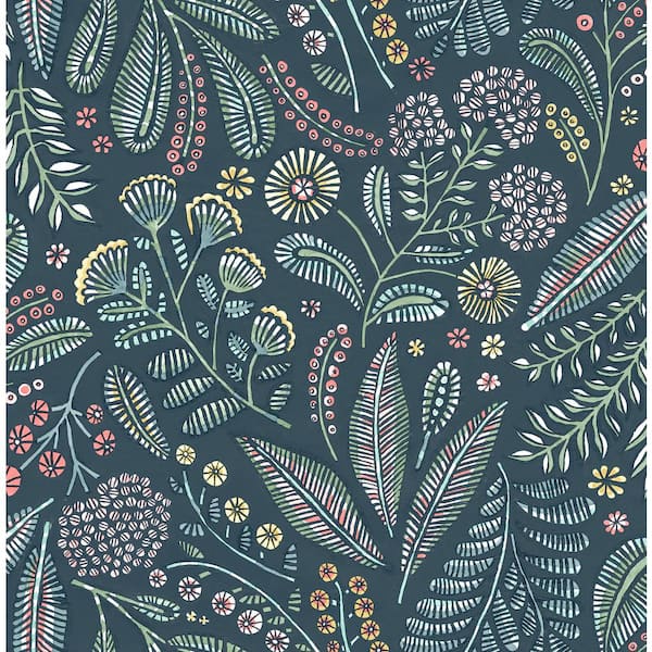 A-Street Prints Blue Briar Floral Wallpaper Sample
