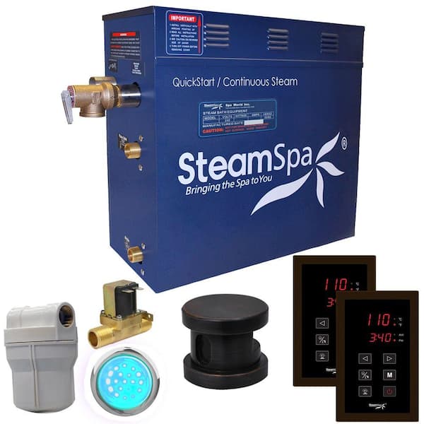 SteamSpa Royal 4.5kW QuickStart Steam Bath Generator Package with Built-In Auto Drain in Polished Oil Rubbed Bronze