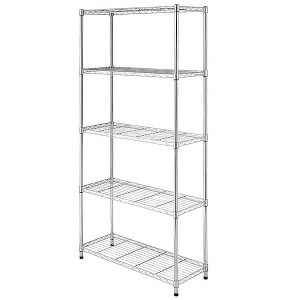 Chrome 5-Tier Heavy Duty Metal Freestanding Garage Storage Shelving Unit (13.78 in. W x 70.87 in. H x 35.43 in. D)