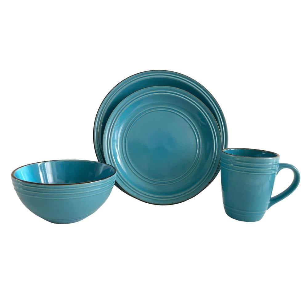 BAUM 16-Piece Allure Aqua Ceramic Dinnerware Set (Service for 4 ...