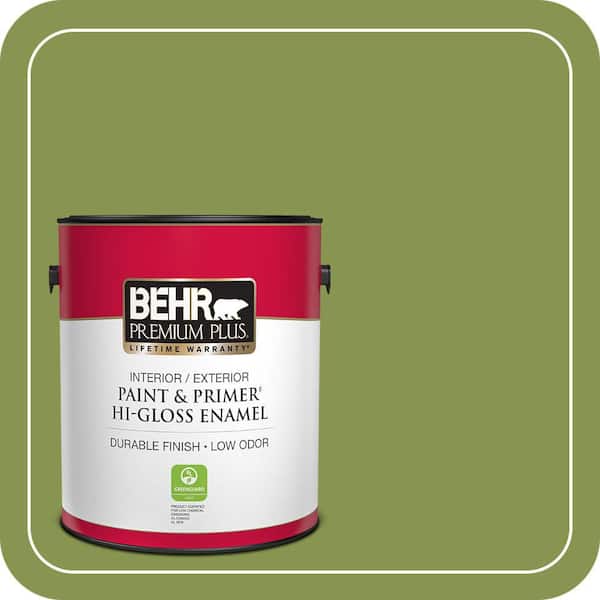 BEHR PREMIUM PLUS 1 gal. #M350-6 Frog Hi-Gloss Enamel Interior/Exterior Paint & Primer