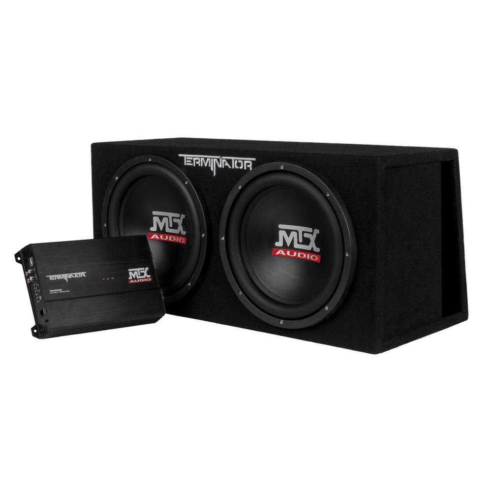 12- in. 2000-Watt Dual Loaded Subwoofer Enclosure with Amplifier