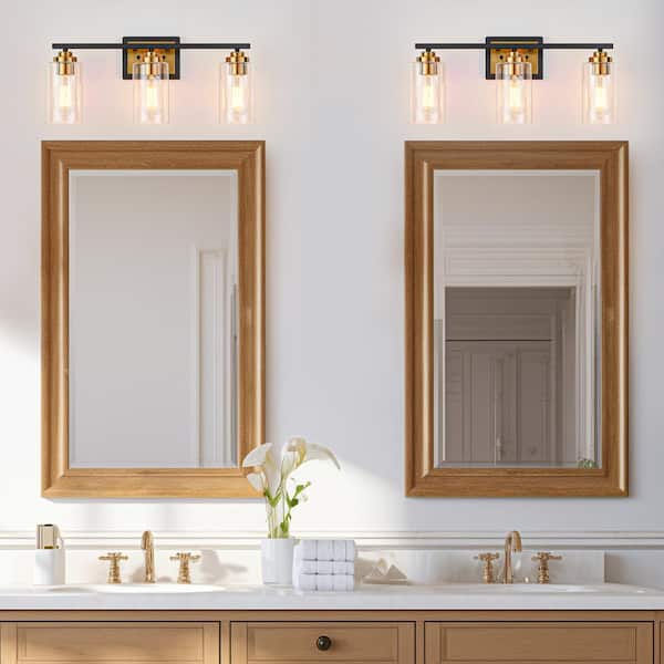 Lumières de la Ville glass WINSHEN 4-Lights Bathroom Vanity Light Fixtures with Seeded
