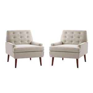 Juego Beige Polyester Accent Chair with Tufted Back (Set of 2)