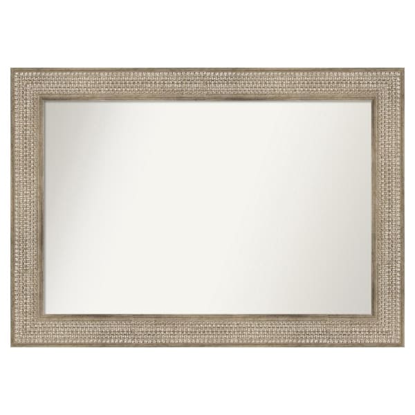 Amanti Art Trellis Silver 38 in. x 27 in. Custom Non-Beveled Wood Framed Bathroom Vanity Wall Mirror