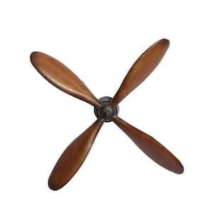 32 in. x  32 in. Metal Dark Brown 4 Blade Airplane Propeller Wall Decor with Aviation Detailing