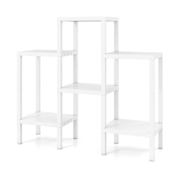6-Tier Plastic Storage Shelving Unit Freestanding Organizer Rack Modular Display Shelf, White