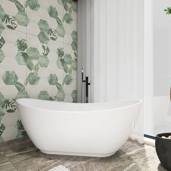 Unbranded 62 in. x 28 in. Soaking Bathtub with Center Drain in Glossy White