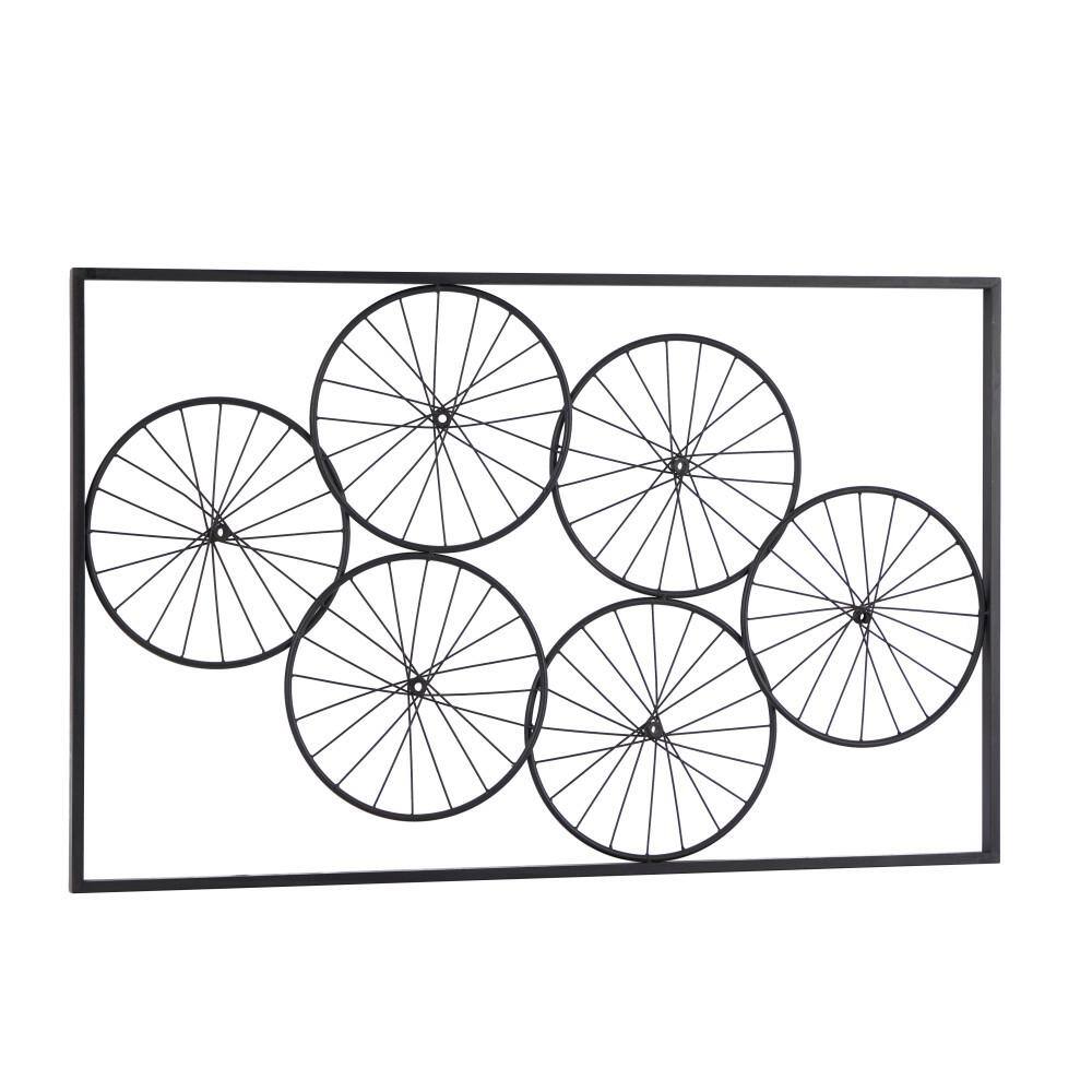 Large Black Metal Abstract Wheel Design Wall Art, 48" x 30.5"