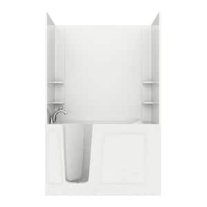 Rampart 5 ft. Walk-in Whirlpool and Air Bathtub with Flat Easy Up Adhesive Wall Surround in White