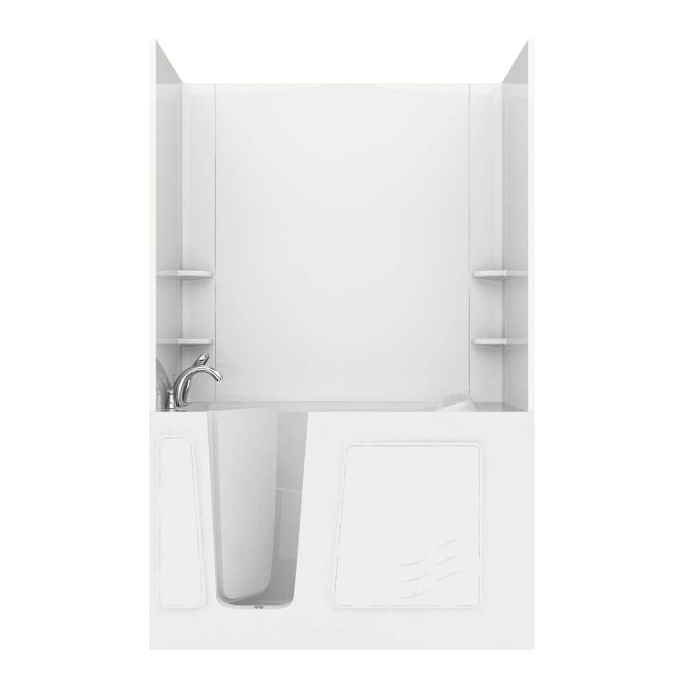 Rampart 5 ft. Walk-in Whirlpool Bathtub with Flat Easy Up Adhesive Wall Surround in White price history on PriceWatchPro