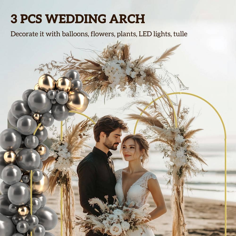 Gold Metal Wedding Arch Backdrop Stand Set of 3