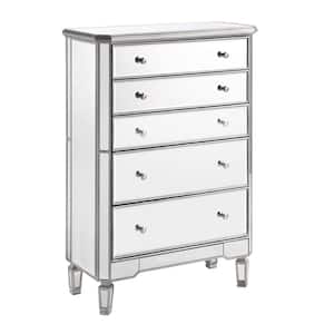 Timeless Home 5-Drawer Storage Cabinet in Hand Rubbed Antique Silver 49 in. H x 33 in. W x 16 in. D