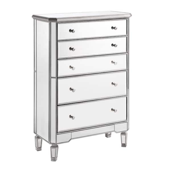 Timeless Home 5-Drawer Storage Cabinet in Hand Rubbed Antique Silver 49 in. H x 33 in. W x 16 in. D