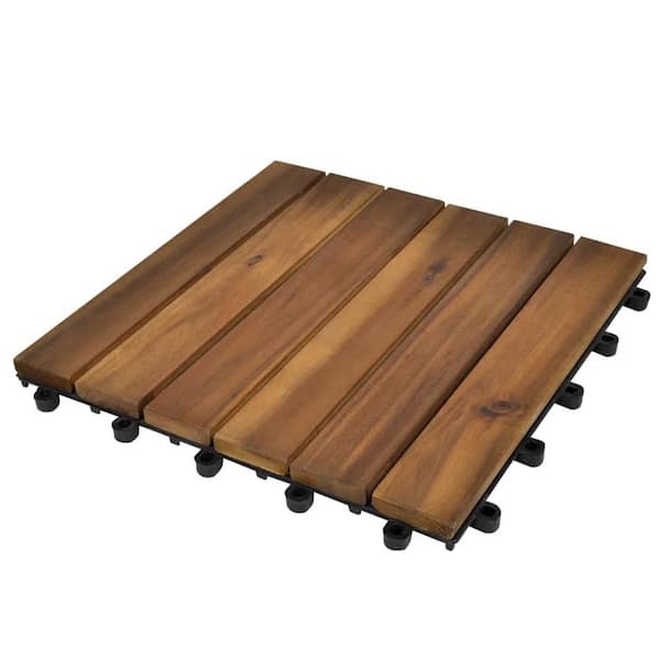 Cisvio 11.8 in. x 11.8 in. Decking Tiles Vertical Pattern Acacia (Set of 20)
