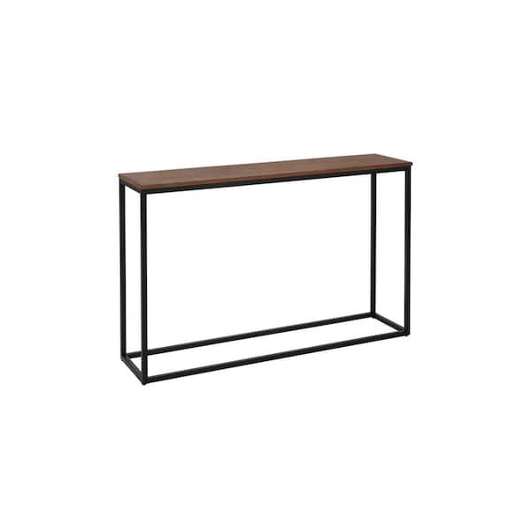 StyleWell Donnelly Black Console Table with Haze Wood Top (48 in 