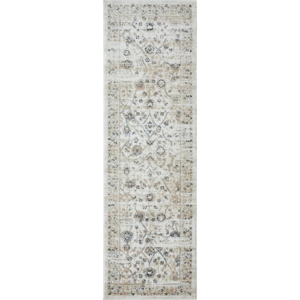 Kehleigh Oviel Cream 2 ft. x 6 ft. 7 in. Oriental Polypropylene Indoor Runner Rug