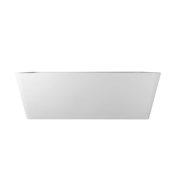 67 in. x 32 in. Stone Resin Solid Surface Freestanding Soaking Bathtub with Left Drain in Matte White