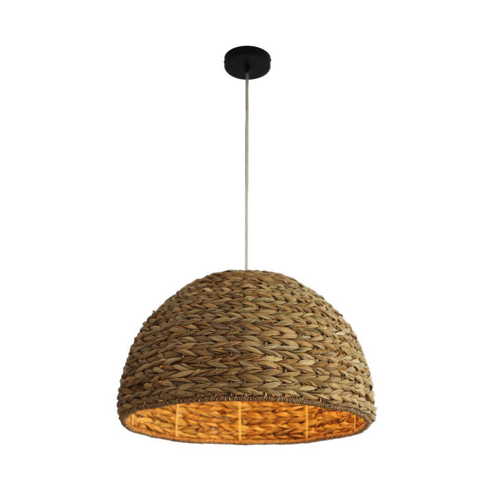 Natural Grass Shade Glass Indoor/Outdoor Pendant Light