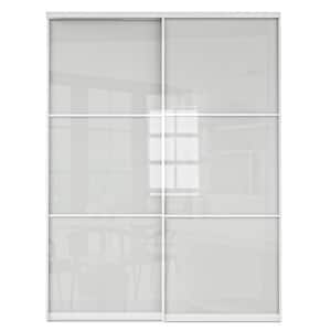 60 in. x 80 in. 3-Lite Frosted Glass Solid Core White Finished Closet Sliding Door with Hardware