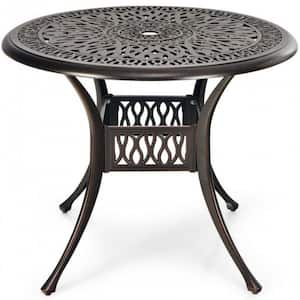 Backyard 36 in. with Umbrella Hole Metal Patio Round Dining Bistro Table
