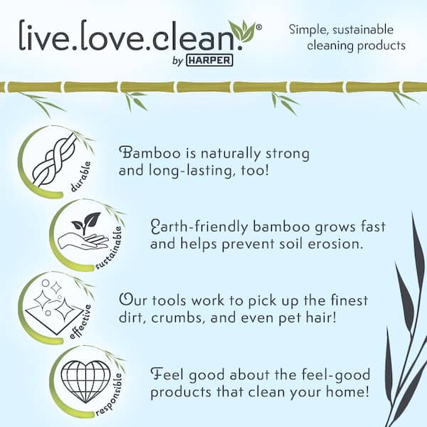 Harper Live.Love.Clean. 11.85 in. Bamboo Counter Brush and Dustpan Set for Small Debris