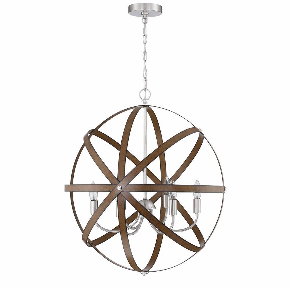 MODERN HABITAT Elegance 60Watt 6Light Pendant Light with No Bulbs