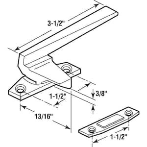 Right-Handed, Diecast, Casement Locking Handle with Offset Base, Gray (Single Pack)