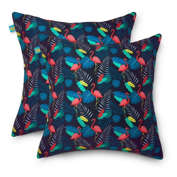 Classic Accessories Duck Covers 18 in. L x 18 in. W Outdoor Accent Throw Pillows in After Party Flamingo (2-Pack)