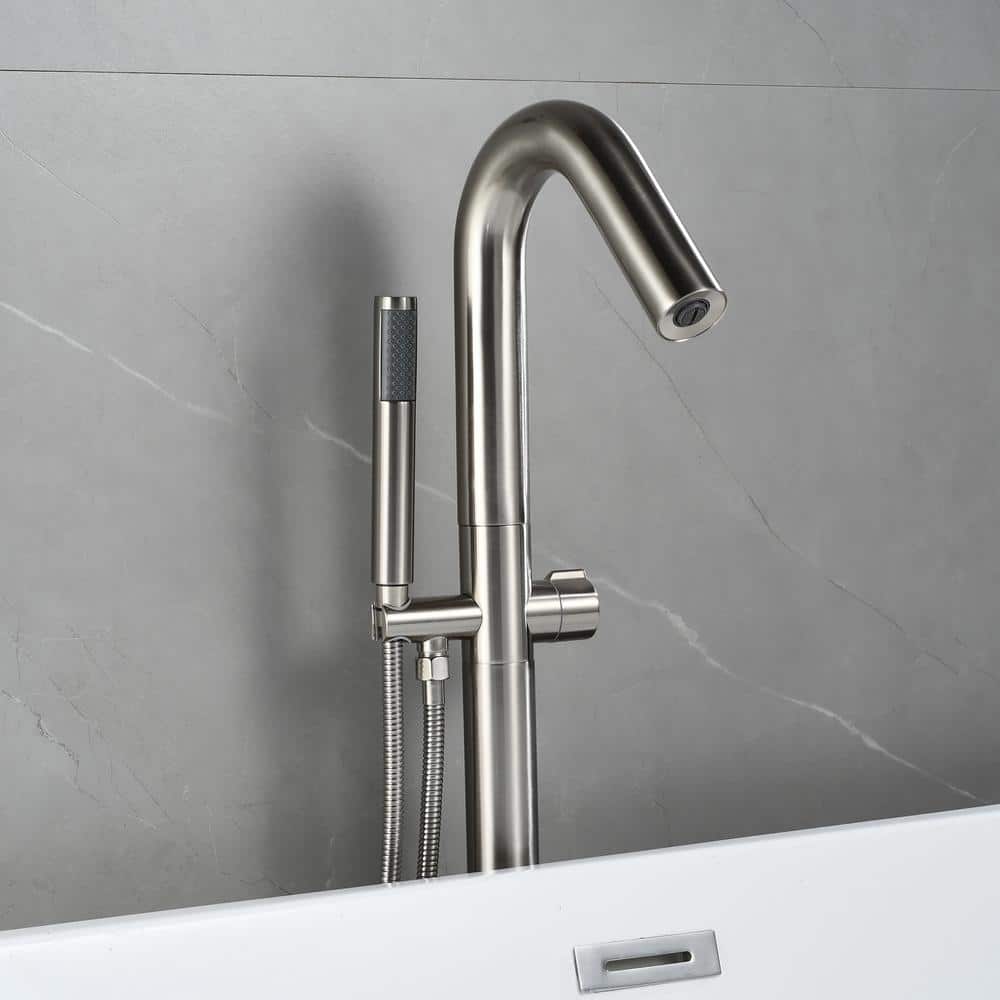 Brushed Nickel Freestanding Tub Faucet with Hand Shower