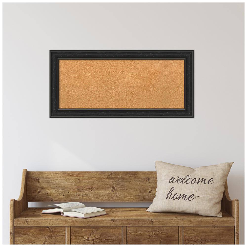 Shipwreck Black Narrow Framed Natural Corkboard 34" x 16"