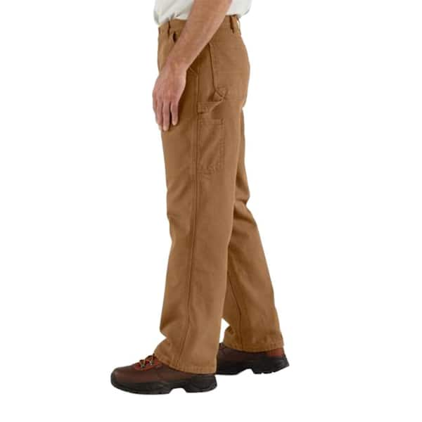 Carhartt Men's 29 in. x 30 in. Brown Cotton Washed Duck Work Dungaree  Utility Pant B11-BRN - The Home Depot