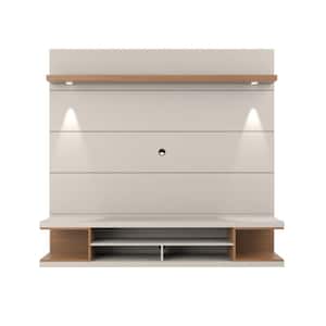 Utopia 70 in. Off-White and Maple Cream Floating Entertainment Center Fits TVs Up to 60 in. with Wall Panel