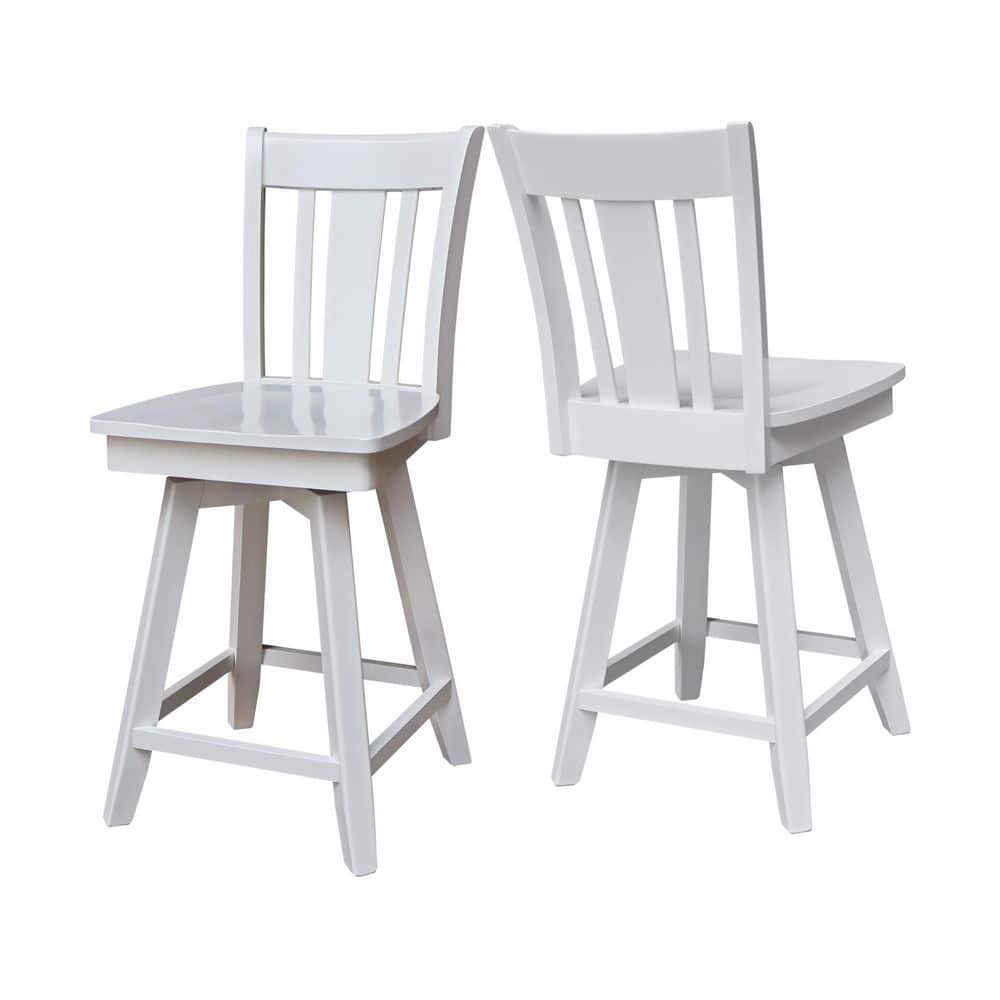 San Remo White Wood Swivel Counter Height Stool