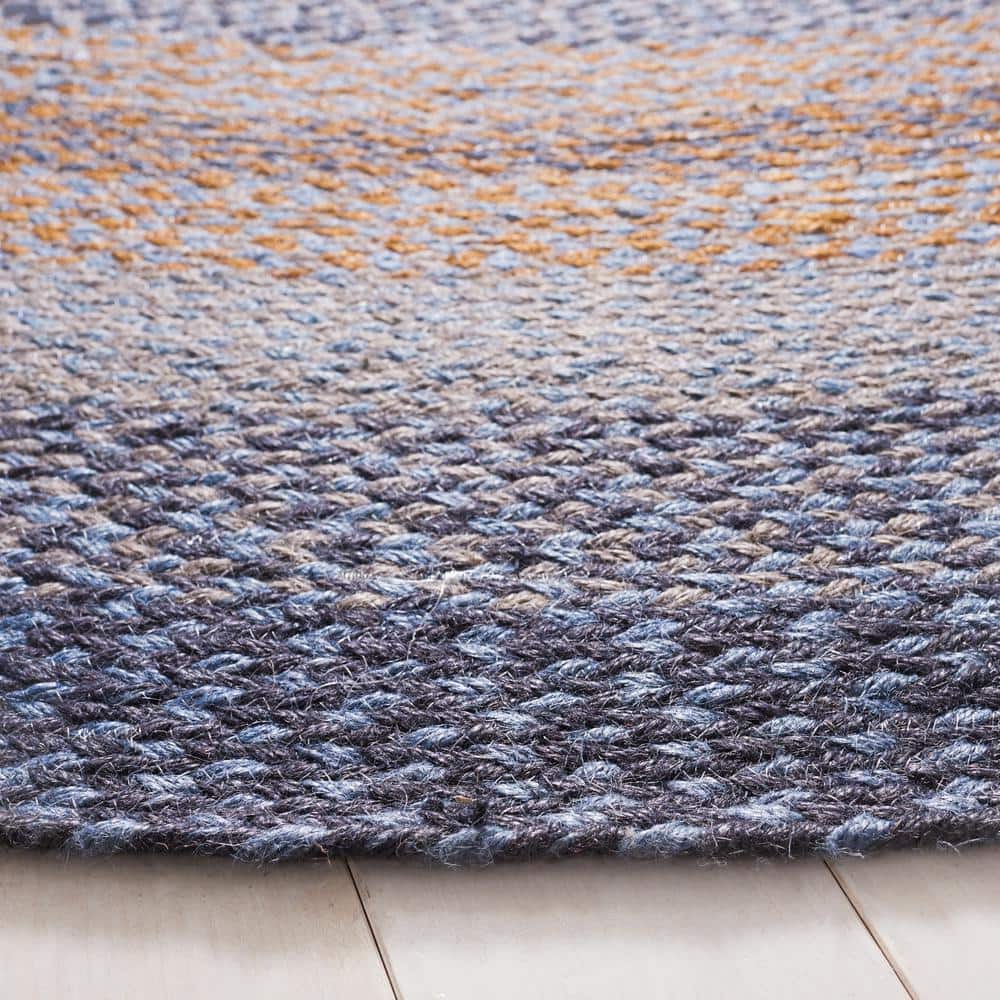 Handwoven Grey and Brown Reversible Round Braided Rug