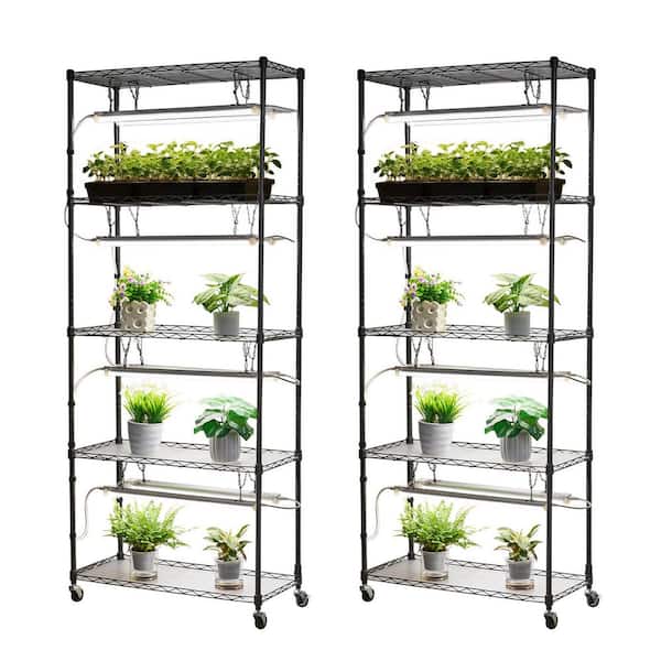 DIY Plant Shelf, 71 in. Tall Indoor Stand, 192W Full Spectrum 5000K Lighting for Seed Starting, Flower Pot Organization