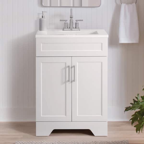 Southfield 25 in. Single Sink White Bath Vanity with Engineered Solid Surface Top (Assembled)