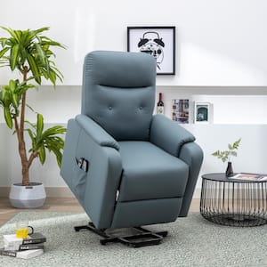 Squirrel Gray Faux Leather Power Lift Recliner with Side Pocket, Adjustable Massage and Heating Function