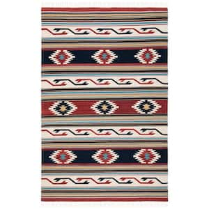 Kilim Ivory/Rust 3 ft. x 5 ft. Striped Native American Geometric Area Rug