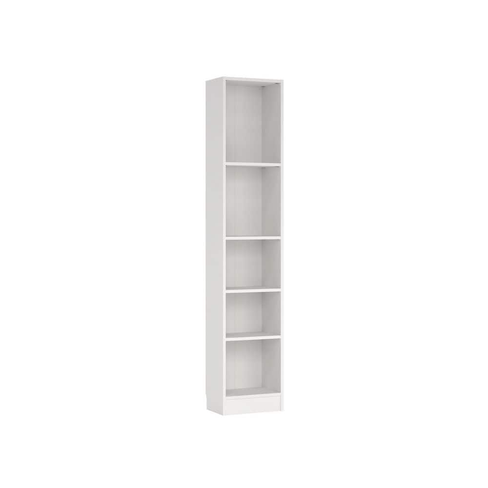 White Adjustable Tall Narrow 5-Shelf Bookcase
