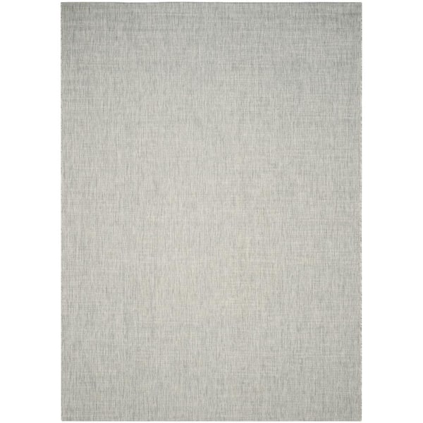 Courtyard Gray/Turquoise 8 ft. x 11 ft. Solid Indoor/Outdoor Patio  Area Rug