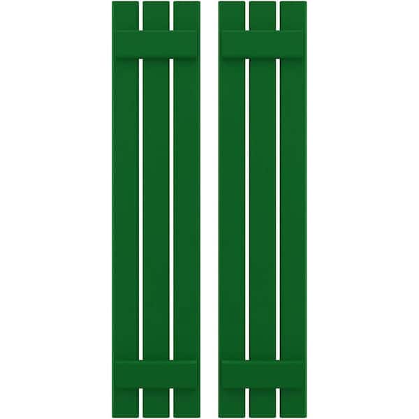 Ekena Millwork 11-1/2 in. W x 38 in. H Americraft 3-Board Exterior Real Wood Spaced Board and Batten Shutters in Viridian Green