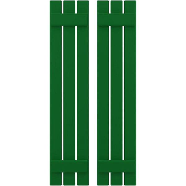 Ekena Millwork 11-1/2-in W x 74-in H Americraft 3 Board Exterior Real Wood Spaced Board and Batten Shutters Viridian Green