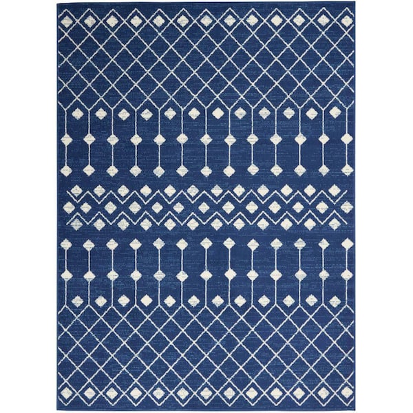 Grafix Navy 6 ft. x 9 ft. Moroccan Boho Area Rug