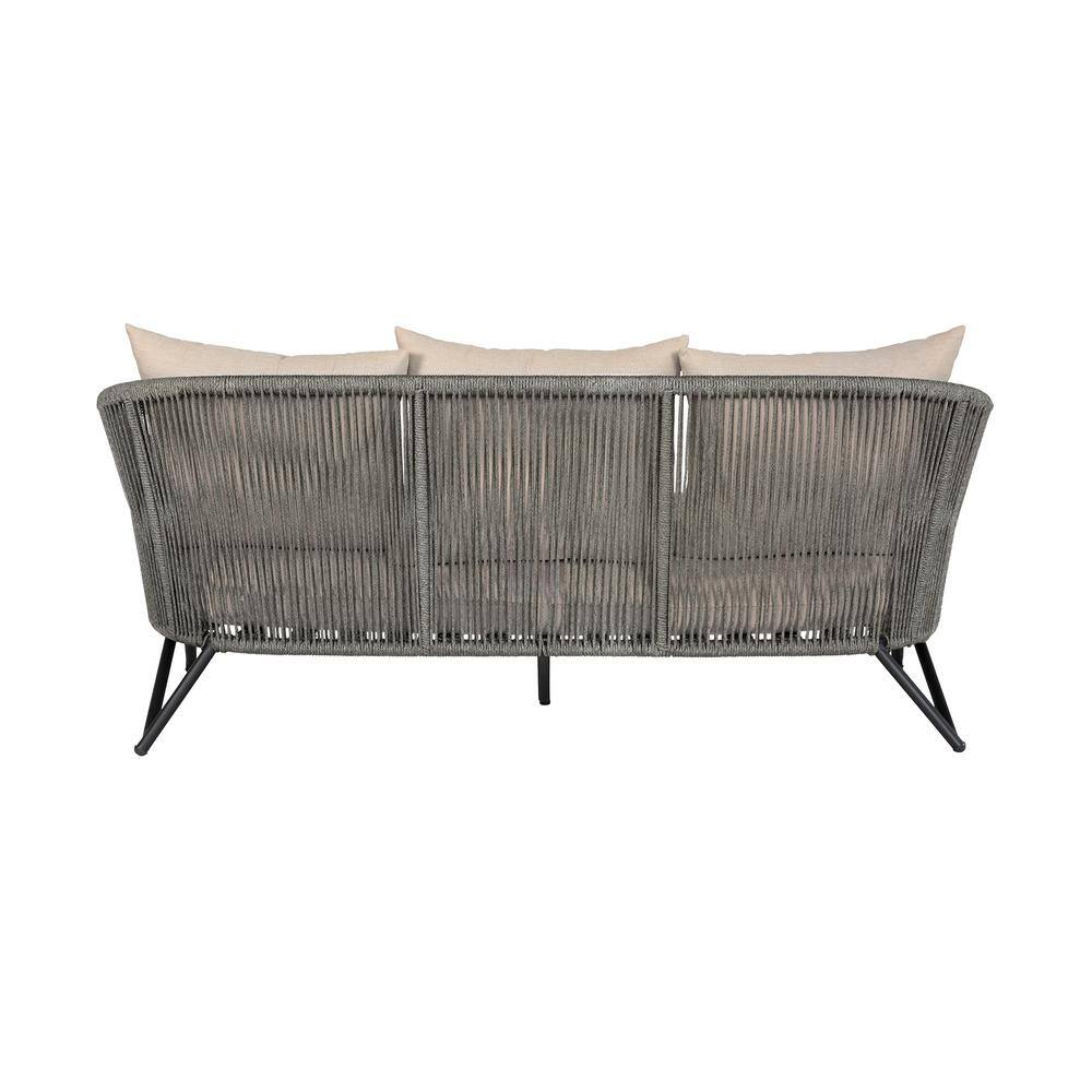 Benicia Taupe Cushions Gray Rope Metal Outdoor Sofa