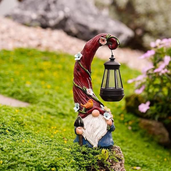 Gnome Garden Decor Statue Solar Gnomes Decorations for Yard with