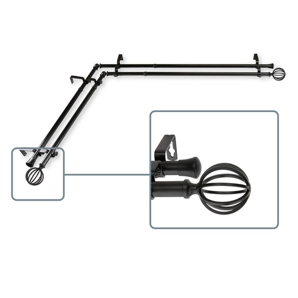 120 in. to 170 in. Adjustable 13/16 in. Corner Window Double Curtain Rod in