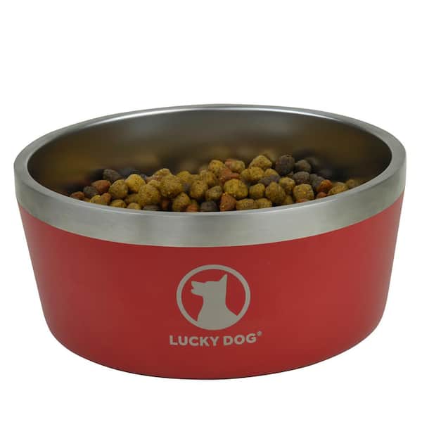 Lucky Dog INDULGE 40 oz. 5 Cup Double Wall Stainless Steel Dog Bowl To Non Slip To Lifetime Warranty in Red