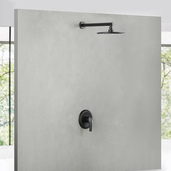 Forest Single-Handle 1-Spray 9 in. Wall Mount Shower Faucet in Matte Black (Valve Included)